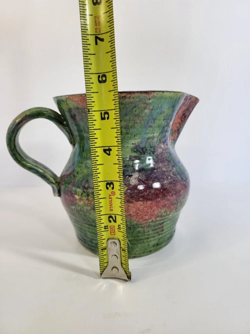 Malsnee Art Pottery‎ Dragonfly Pitcher, Signed Georgia Folk Art Stoneware Vase